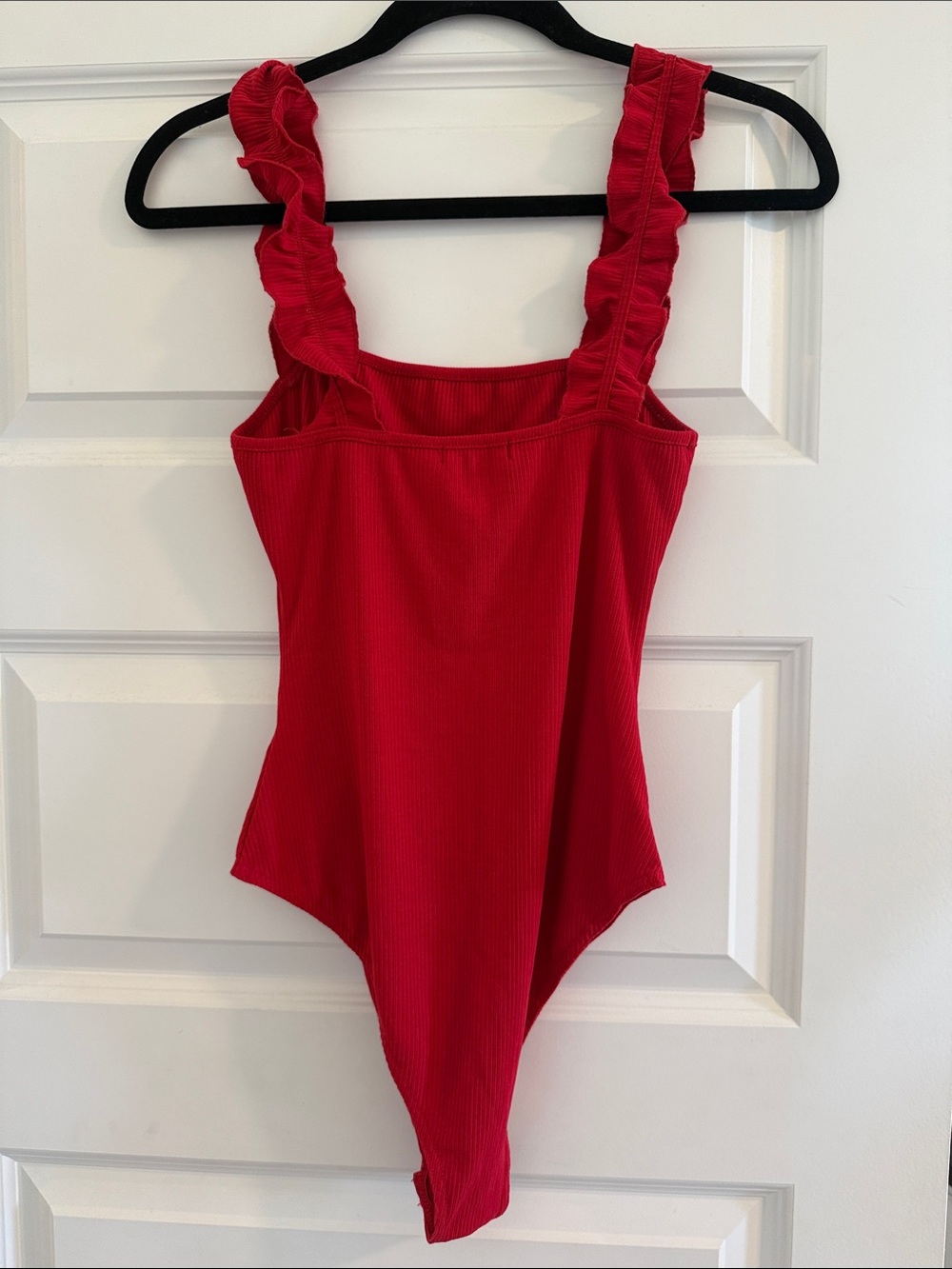 Red Ruffled Strap Bodysuit - Picture 3 of 3